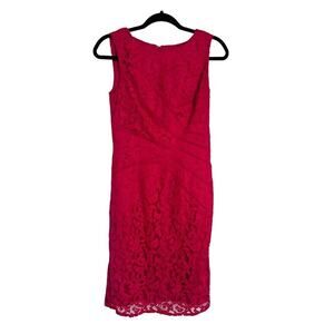 Adrianna Papell Pink Lace Sleeveless Cocktail Dress Size 4 Formal Wedding